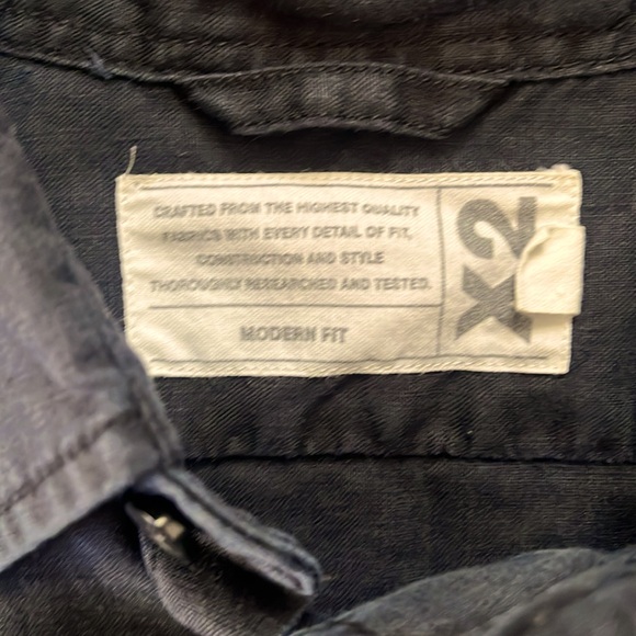 X2 Medium Black Casual Button Down Shirt with Epaulets - Picture 3 of 3